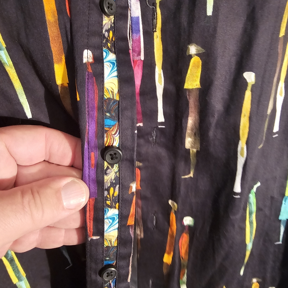Robert Graham Black Multicolor Patterned Shirt - Picture 3 of 14